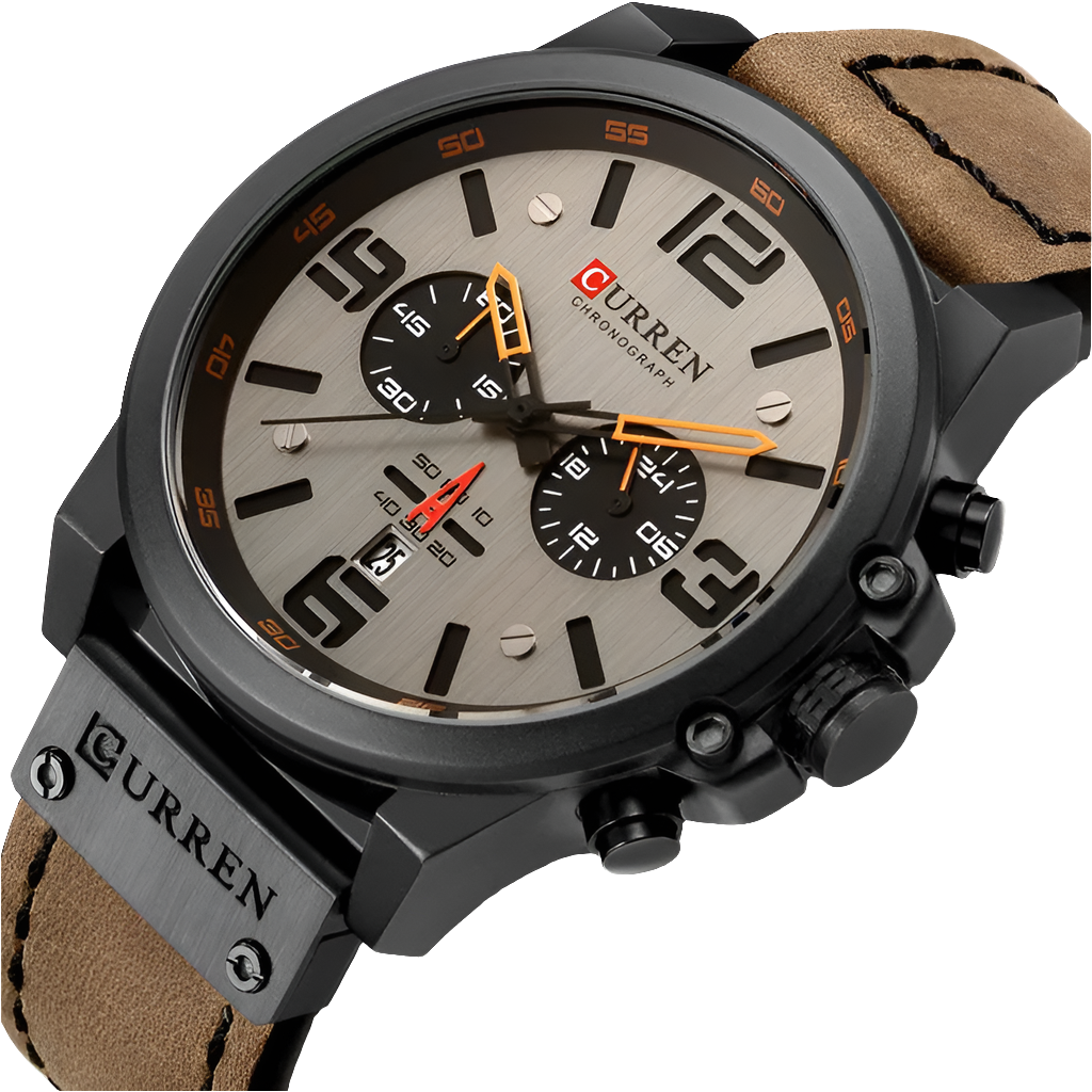 CURREN Chronograph, Classic Black And White Men's Watches