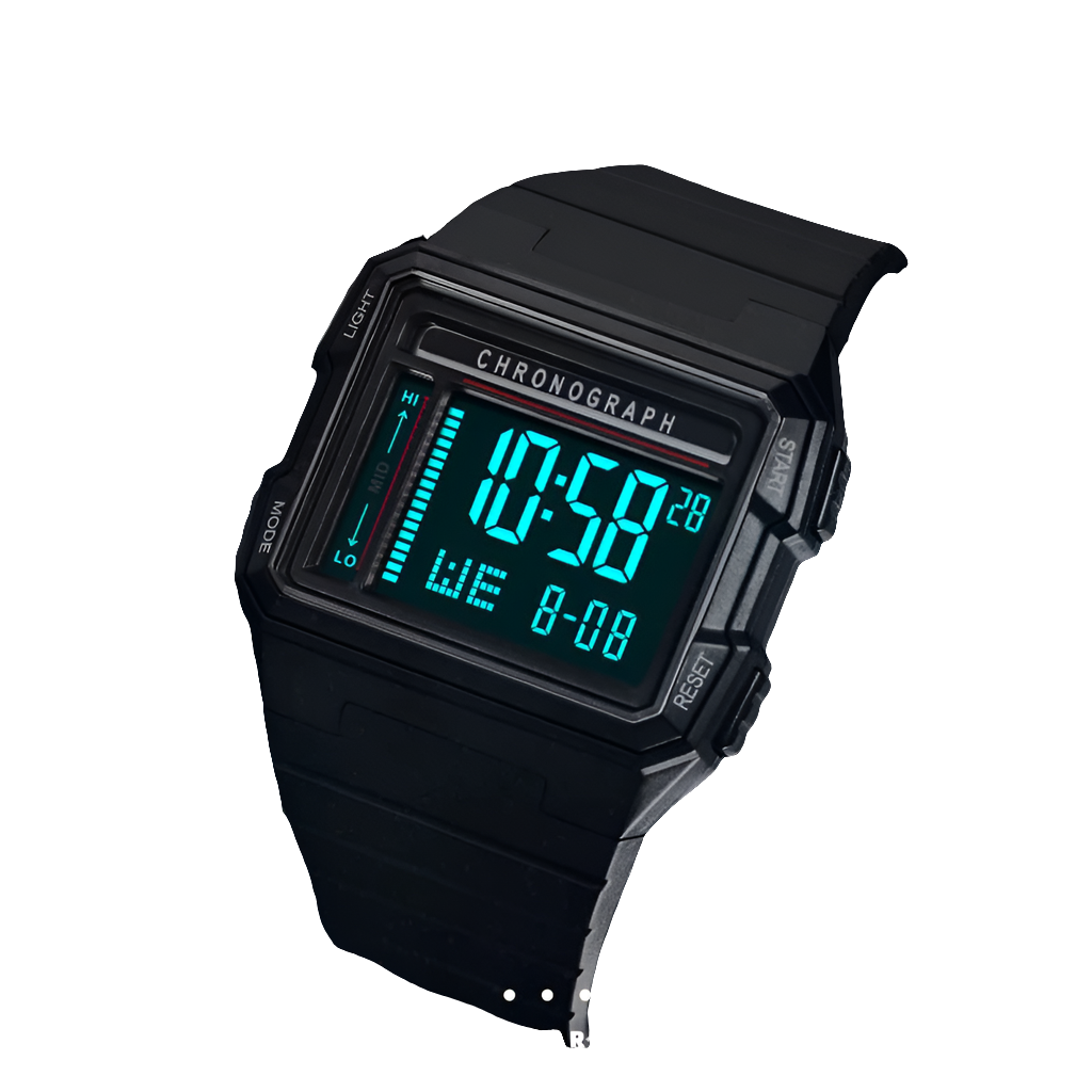 Men's square electronic watch