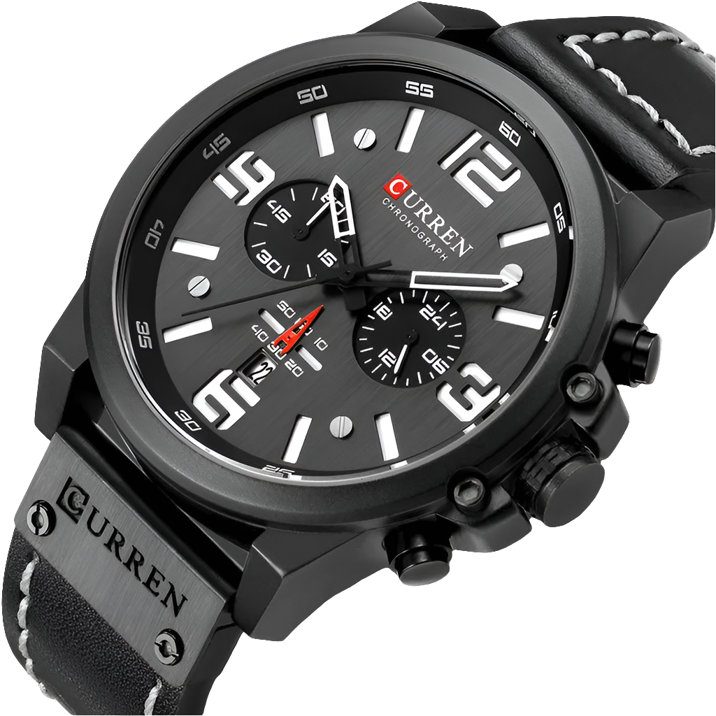 CURREN Chronograph, Classic Black And White Men's Watches