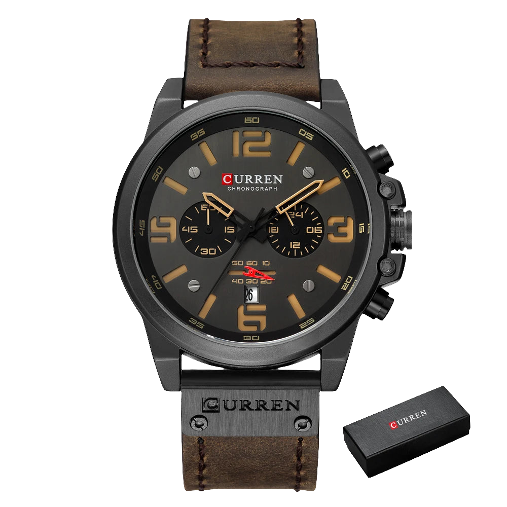 CURREN Chronograph, Classic Black And White Men's Watches