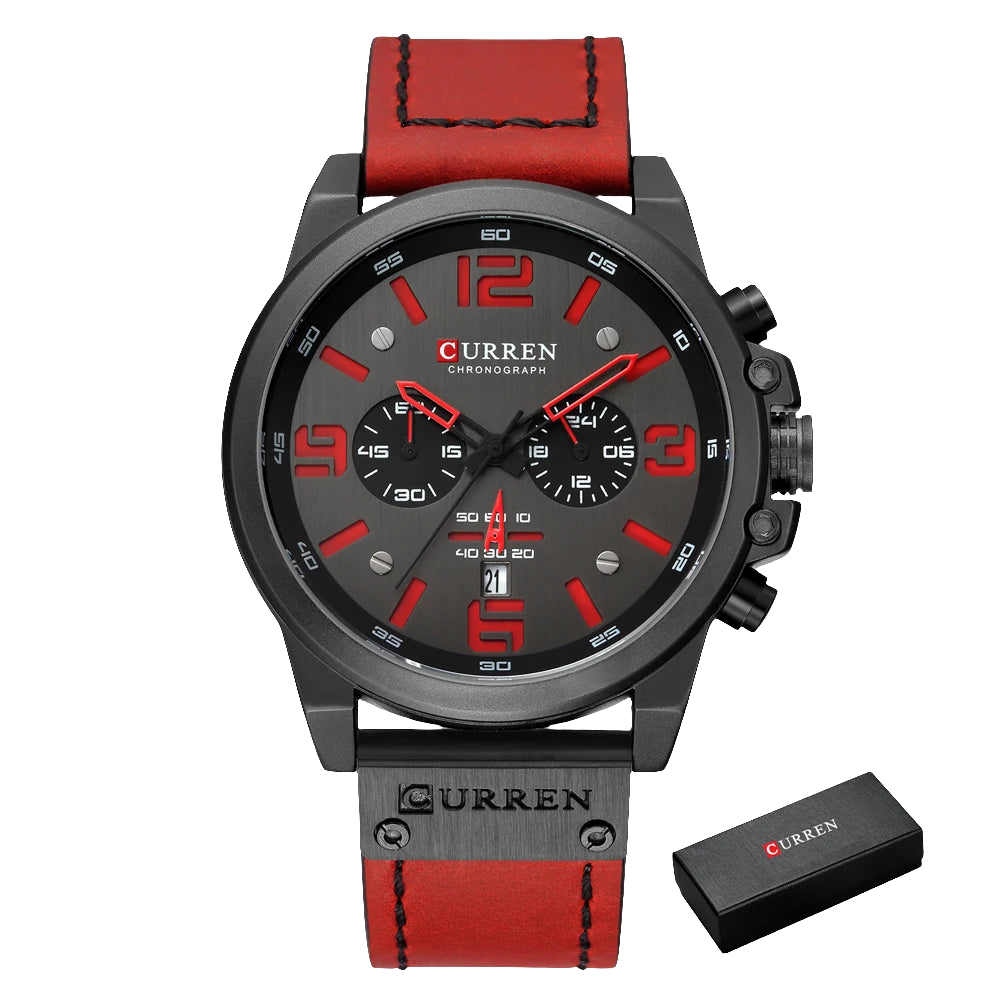 CURREN Chronograph, Classic Black And White Men's Watches