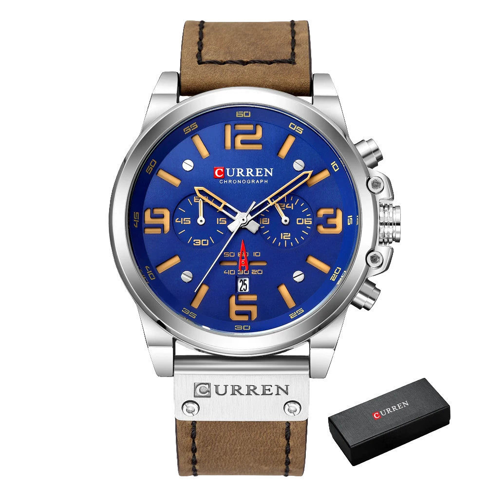 CURREN Chronograph, Classic Black And White Men's Watches