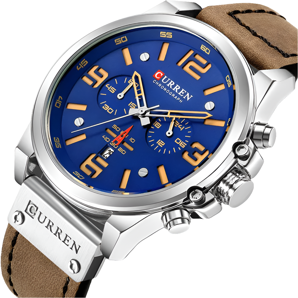 CURREN Chronograph, Classic Black And White Men's Watches