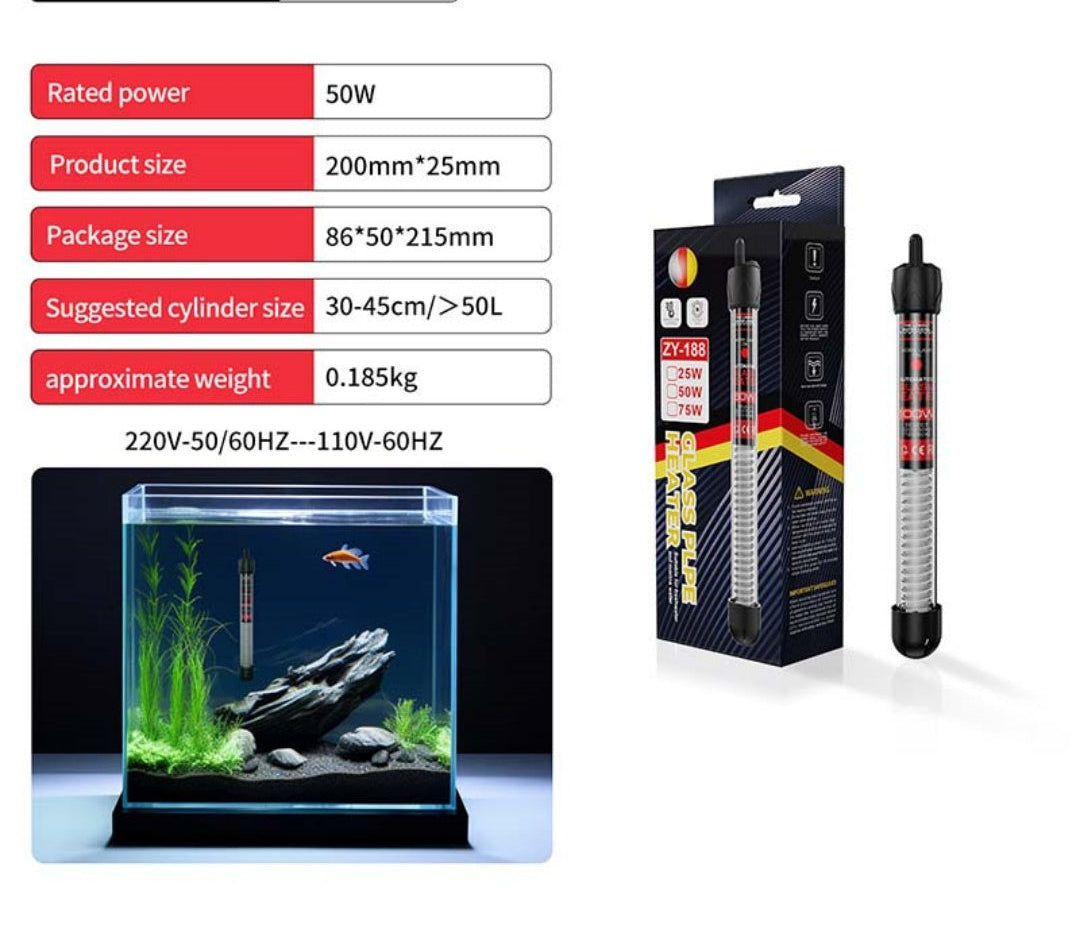 Fish Tank Glass Pipe Heater, The Aquarium Fish Thermostat Quartz Heater